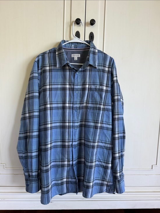Sun + Stone Other - Sun + Stone Men's Blue Plaid Button-Down Shirt